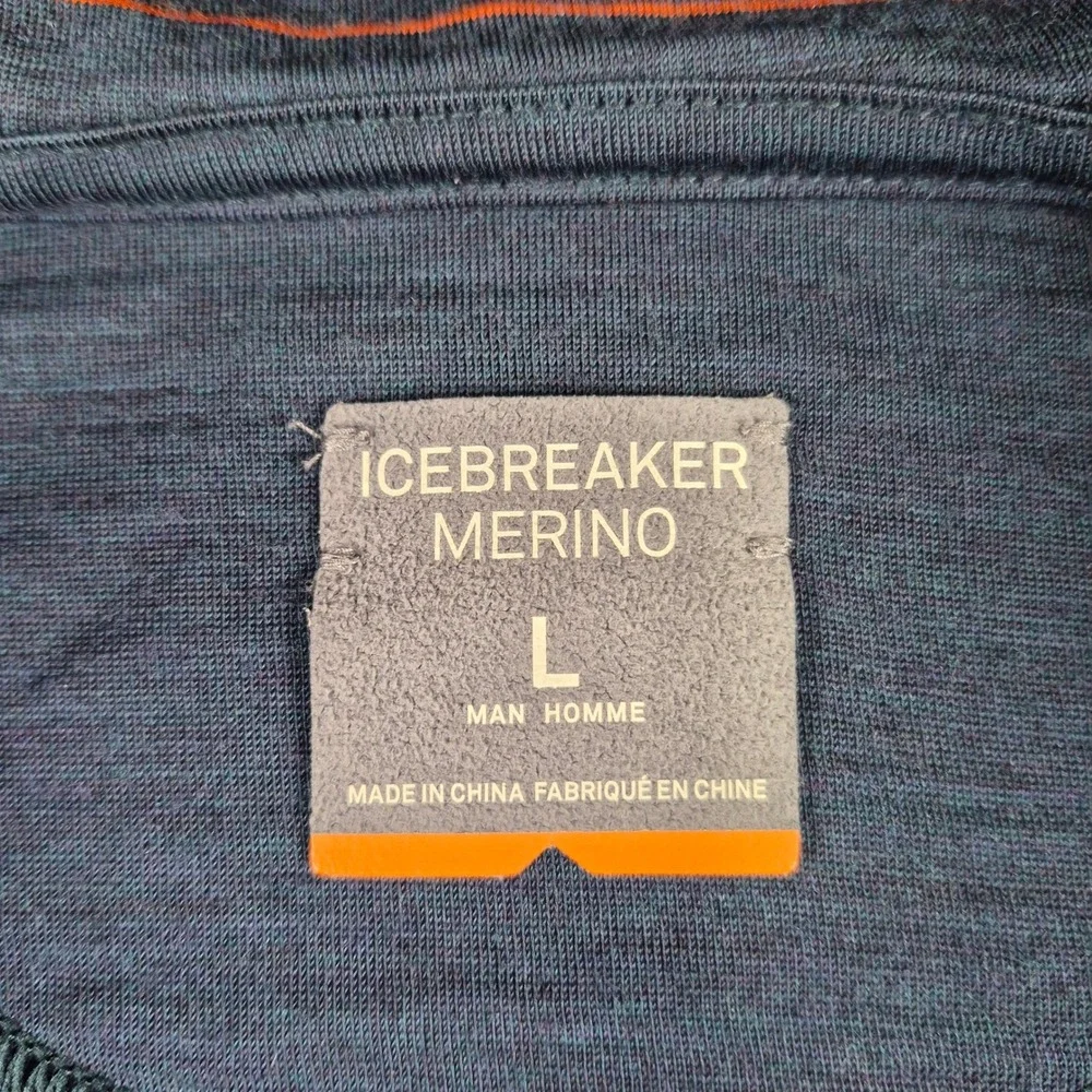 Icebreaker Hoodie Mens L Blue Merino Wool Shifter Full Zip Jacket Outdoors